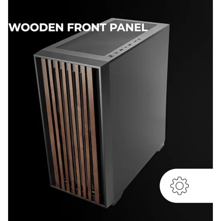 Mars Gaming MC-WOOD PC-Tower-Gehäuse, Midi-Tower mit Holzfront und gehärtetem Glas-Seitenfenster, Unterstützung für Flüssigkeitskühlung bis zu 360mm, Schwarz – Bild 2