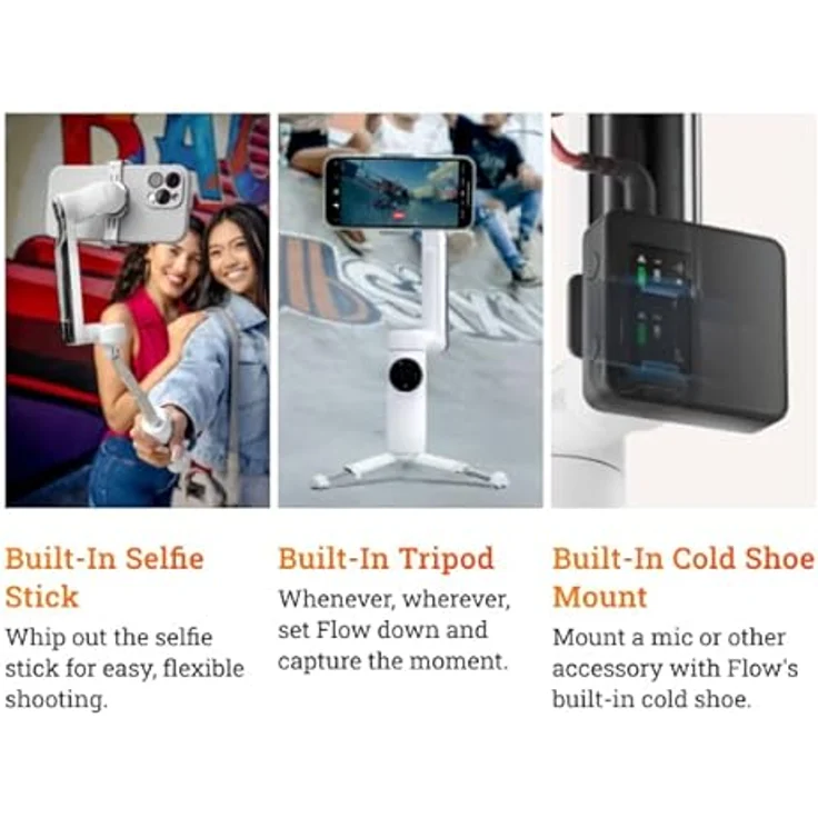 Insta360 Flow Creator Kit, KI-Tracking Gimbal für Smartphones mit 3-Achsen-Stabilisierung, grau – Bild 7