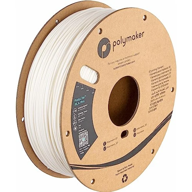 Polymaker PolyLite PLA PRO, 1.75mm 3D-Druckfilament in Weiß, hohe Zähigkeit und Steifigkeit, 1kg – Bild 1