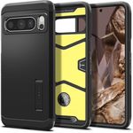 Spigen Tough Armor Hülle Kompatibel mit Google Pixel 8 Pro -Schwarz, Doppelschichtige Schutzhülle mit Kickstand und Air Cushion Technologie