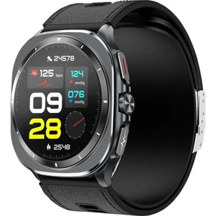 INF Smartwatch mit Blutdruckmessung, EKG-Funktion, Bluetooth-Anruf und Gesundheitsüberwachung, Schwarz