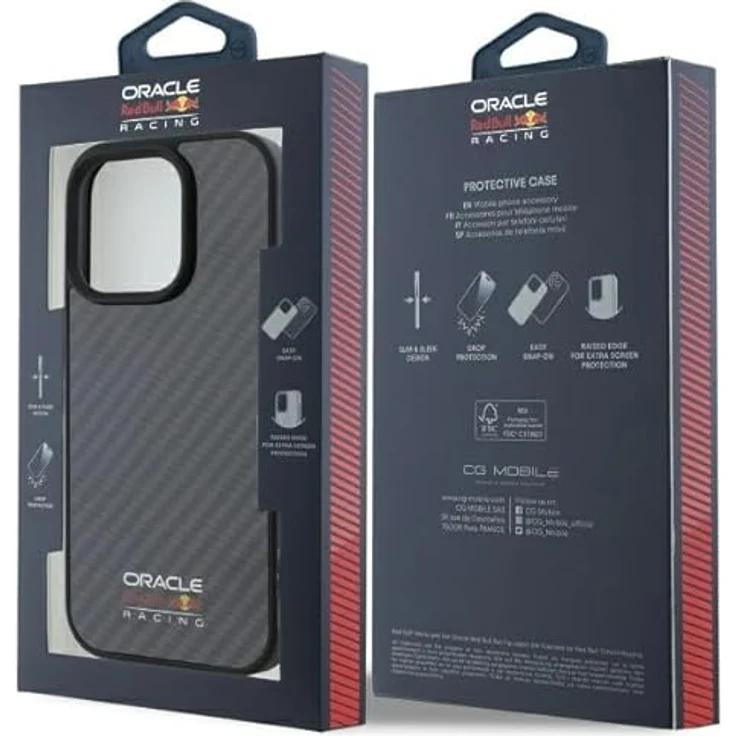 Red Bull RBHMP16L24CFILSK iPhone 16 Pro Hardcase Hülle, Schwarz mit Carbonfaser-Logo und MagSafe-Kompatibilität – Bild 8