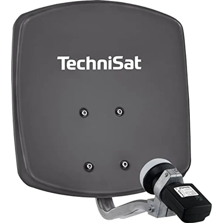 TechniSat DIGIDISH 33 – Satelliten-Schüssel für 1 Teilnehmer (33 cm kleine Sat Anlage - Komplettset mit Wandhalterung und Satfinder V/H-LNB) grau