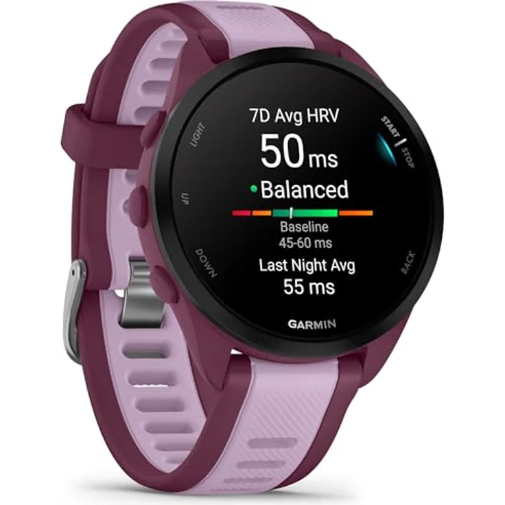 Garmin Forerunner 165 Musik, Lauf-Smartwatch, buntes AMOLED-Display, Trainingsmetriken und Wiederherstellungseinblicke, Musik am Handgelenk, Beerenrot – Bild 3
