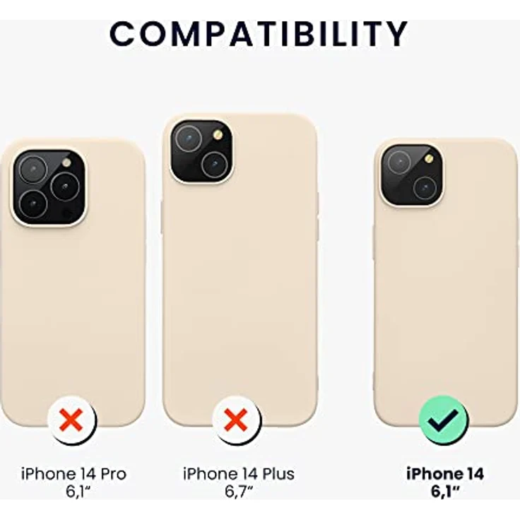 kwmobile Handyhülle für iPhone 14, Silikon Case in Creme, kabelloses Laden, anti-rutsch, stoßfest – Bild 2