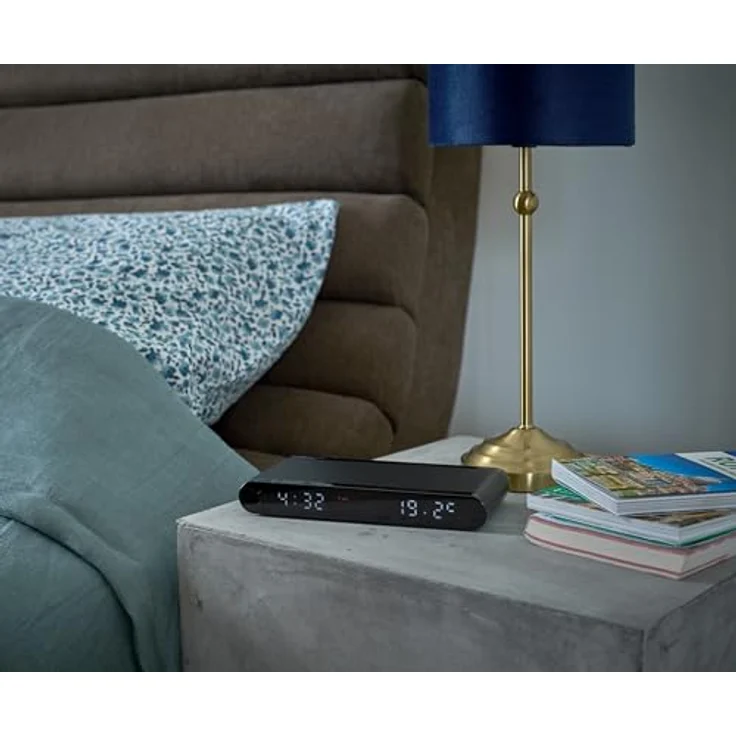 Thomson Wecker mit kabelloser Ladestation + Temperaturanzeige + USB-Ladegerät CT550I, Schwarz – Bild 4