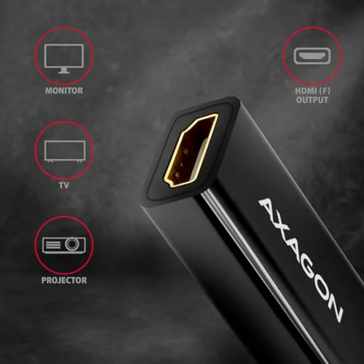 AXAGON RVDM-HI14N Mini-DisplayPort zu HDMI Adapter, 4K/30 Hz, 15 cm, schwarz – Bild 6