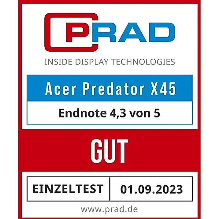 Acer Predator X45 Gaming Monitor 44,5 Zoll (113 cm Bildschirm) QHD, 240Hz DP/Type-C, 100Hz HDMI, 0.03ms (GTG), 2xHDMI 2.0, DP 1.4, Curved, höhenverstellbar, FreeSync Premium – Bild 2
