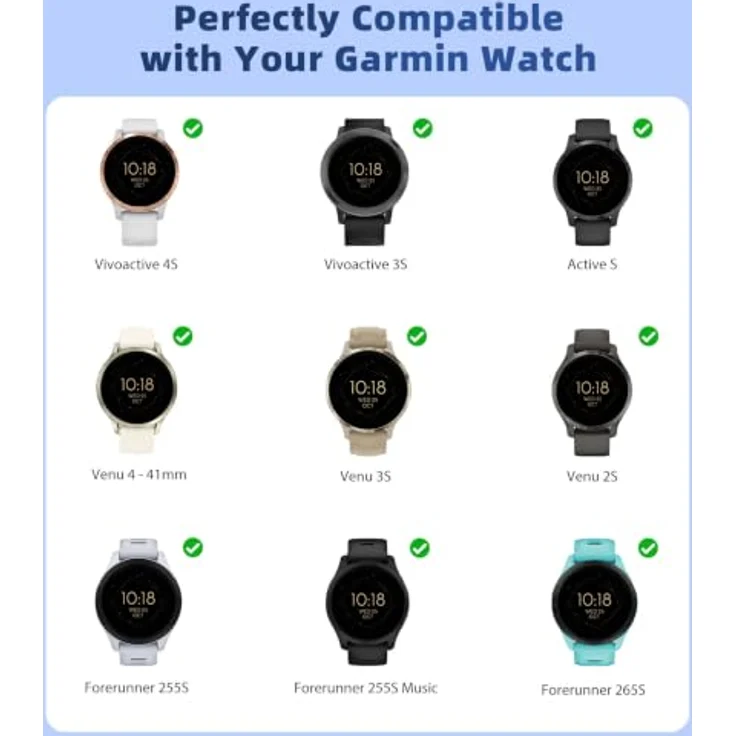 Astorgos 18 mm Metall Armband, kompatibel mit Garmin Venu 3S/4 41 mm/2S, atmungsaktives Edelstahl-Mesh-Design mit magnetischem Verschluss, wasserdicht und einstellbar für Handgelenke von 5,5" bis 8,6" – Bild 2