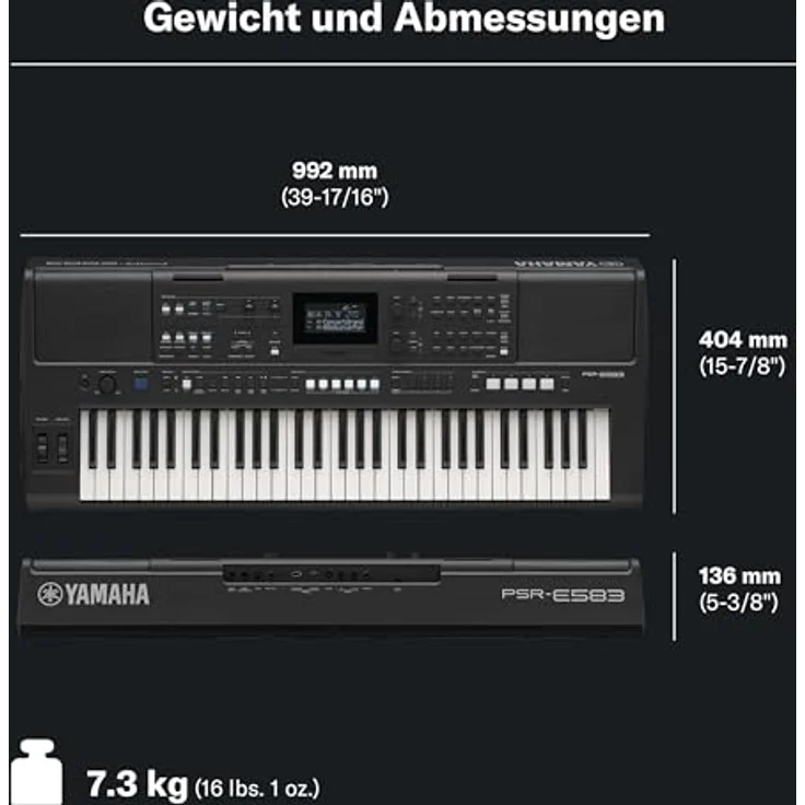 Yamaha PSR-E583, Home-Keyboard mit erweiterten Sounds und USB-C Audio-Interface, schwarz – Bild 2