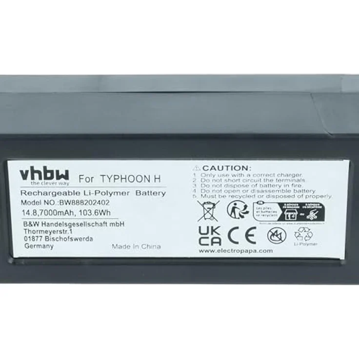 vhbw Akku für Yuneec H480 und Typhoon H, Li-Polymer 7000 mAh (14,8 V), schwarz, leistungsfähiger wiederaufladbarer Drohnen-Akku – Bild 5