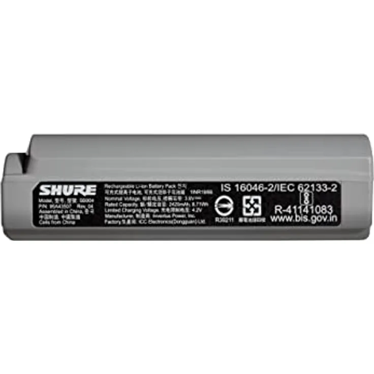 Shure SB904, Grau, Lithium-Ionen Akku mit 2420 mAh und Schnellladefunktion für GLX-D+ Funksysteme