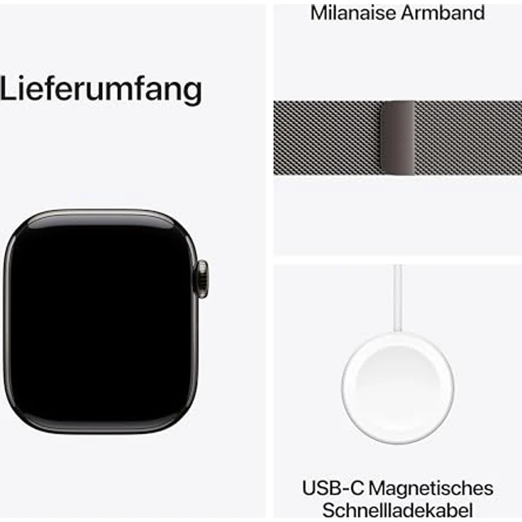 Apple Watch Series 11 Cellular, 42  mm, Titangehäuse Schiefer, Milanaise Armband Schiefer – Bild 6