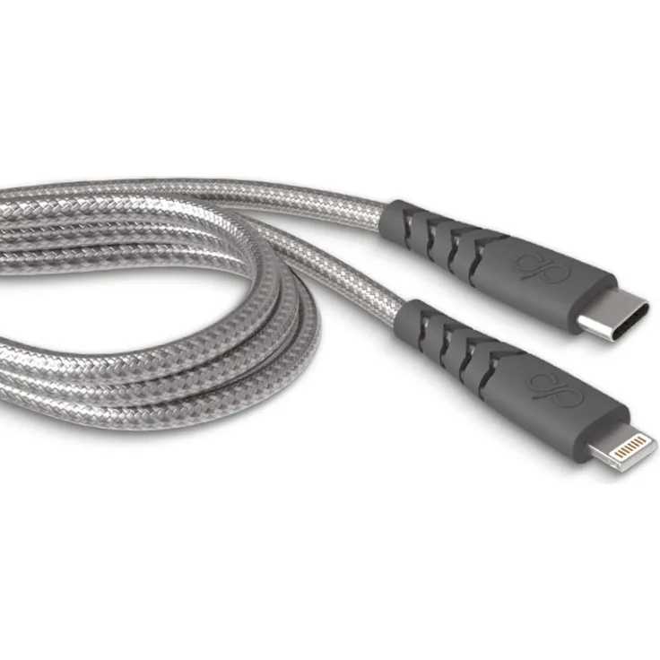 Big Ben Kabel Micro USB FPCBLMFIC1.2MG Lightning, 1,2 m lang, grau, MFi-zertifiziert, Schnellladung bis 3 A, USB-C Anschluss