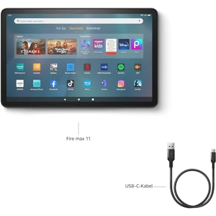 Amazon Fire Max 11-Tablet (Neueste Generation), 11 Zoll, Octa-Core-Prozessor, 4 GB RAM, 64 GB, grau, 14 Std. Akkulaufzeit, mit Werbung – Bild 5
