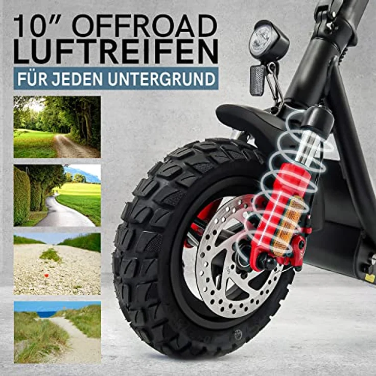 velix E-Kick 20 Pro E-Scooter mit ABE Straßenzulassung - Elektroroller 60km Reichweite 10" Luftreifen für Erwachsene bis 120 kg - wechselbarer Akku - verstellbare Lenkerhöhe Vollfederung LED-Licht – Bild 5