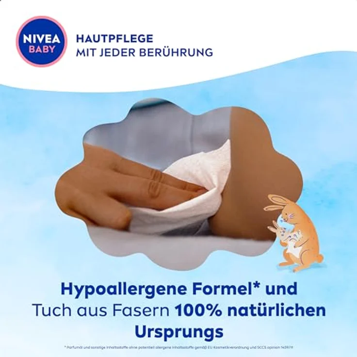 NIVEA Baby AQUA Feuchttücher, hypoallergene und parfümfreie Feuchttücher für Babys mit 99% Wasser, 4 x 57 Stück – Bild 5