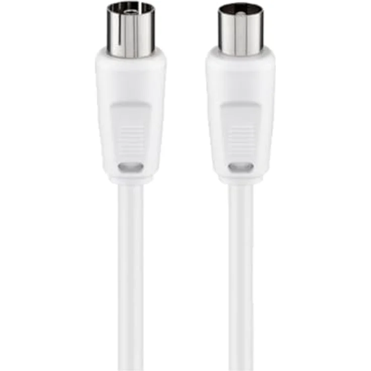 Goobay 11514 Antennenkabel, Vernickelte Koax-Stecker auf Koax-Buchse, Koaxialkabel geeignet für TV, HDTV, Radio, DVB-T2, DVB-S, DVB-S2, DVB-C, L, 2-fach geschirmt, 70 dB, 75 Ohm, 10m weiß – Bild 2