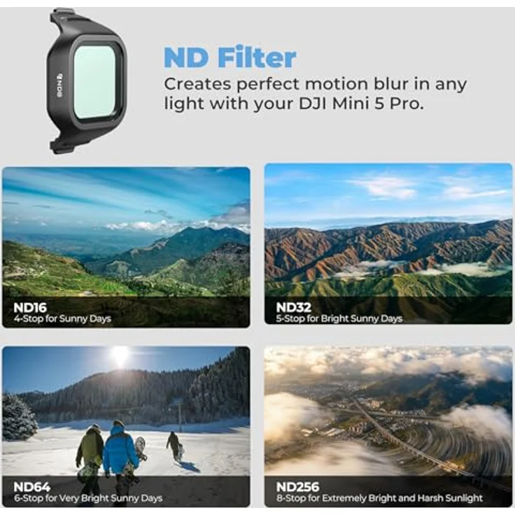 Freewell Mini 5 Pro Filters Mega Kit, 16 professionelle Drohnenfilter für DJI Mini 5 Pro, ND, ND/PL, LPR, Glow Mist, CPL, UV, hochwertiges Glas, Mehrfarbig – Bild 2