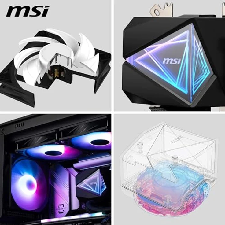 MSI MAG CORELIQUID I240 AIO CPU Wasserkühlung - Vergrößerte Kupferkühlplatte, ARGB & LDB Lüfter, Zweikammer-Wasserblock, Split-Flow Radiator (Intel & AMD Sockel) - Schwarz – Bild 4