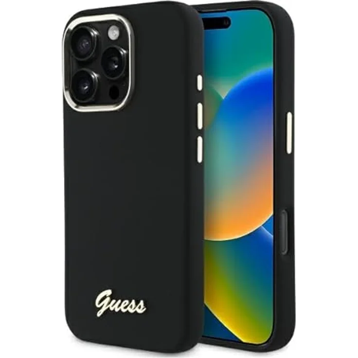 CG MOBILE Guess GUHCP16XSMBSLK Hülle für iPhone 16 Pro Max 6.9", Schwarz, Hartschalenkoffer aus TPU/PC/Silikon mit Metal-Logo und Rahmen – Bild 1