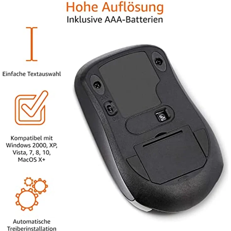 AmazonBasics Schnurlose Maus mit Nano-Empfänger (schwarz) – Bild 6