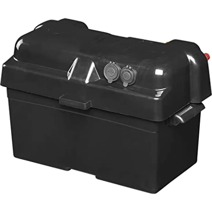ProPlus Batterien Box, Batteriekasten mit USB Steckdose, 1x 12V und 2x USB-Anschlüsse, mit Voltmeter, Maße 35x18x20cm, säurebeständig – Bild 2