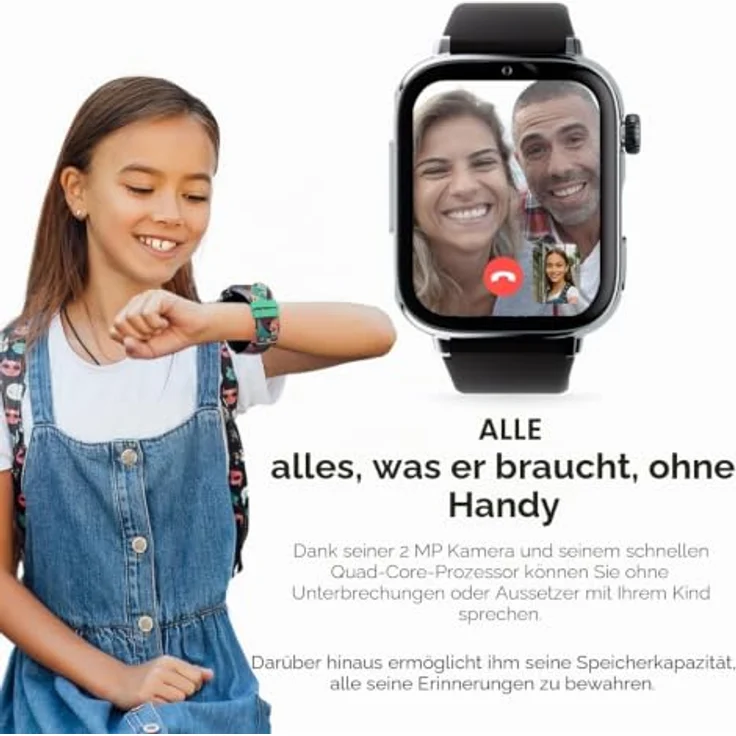 SaveFamily SaveWatch Plus 2, Smartwatch mit 1,85" AMOLED-Display, 16 GB Speicher, GPS, schwarzem Silikonarmband – Bild 7