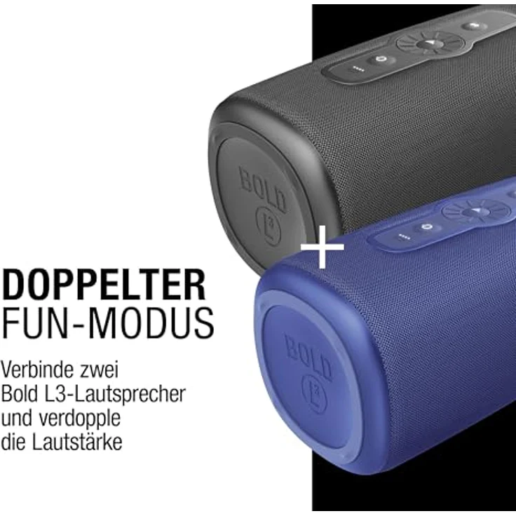 Fresh 'n Rebel Bold L3, Kabelloser Bluetooth Lautsprecher mit 40W RMS, IP67 wasserdicht, 25h Spielzeit, Lautstärkeregelungsring, Double Fun Mode (True Blue) – Bild 3