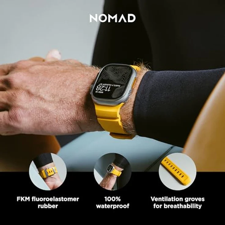 Nomad Smartwatch-Armband Rocky Point Band 42/44/45/49mm Sol Connector, Hochwertiges Uhrenarmband aus FKM in Titan-Look – Bild 2