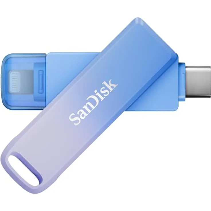 SanDisk Creator Phone Drive 128 GB (Für iPhone, iPad, PC & Mac, Lightning und USB Type-C, Automatisches Backup, Passwortschutz, Bis zu 90 MB/s Übertragung, inkl. 3 Monate Adobe Lightroom)