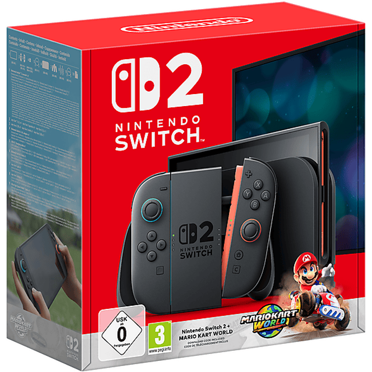 Nintendo Switch 2 + Mario Kart World-Set – 7,9" Display, 256 GB, Schwarz, Spielspaß im Bundle