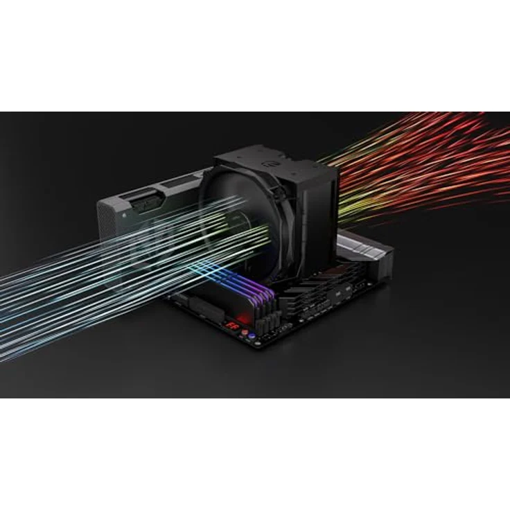 Endorfy Fortis 5 Black, Hochleistungs-CPU Kühler mit Fluctus 140 PWM-Lüfter und 6 Heatpipes, Schwarz – Bild 8