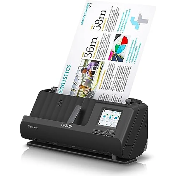 Epson Netzwerk Scanner ES-C380W, kompakter A4 Business Scanner mit geringem Stromverbrauch, Duplex-Einzugscanner mit vielseitiger Medienverarbeitung, schwarz