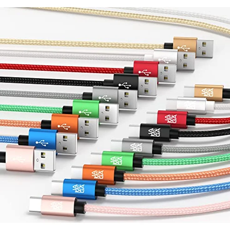 JAMEGA USB-C Kabel Nylon, 0,5m Schnell Lade- und Datenkabel, kompatibel mit Samsung, Huawei, HTC, LG - hochgeschirmt, 5 Gbps Datentransfer – Bild 1