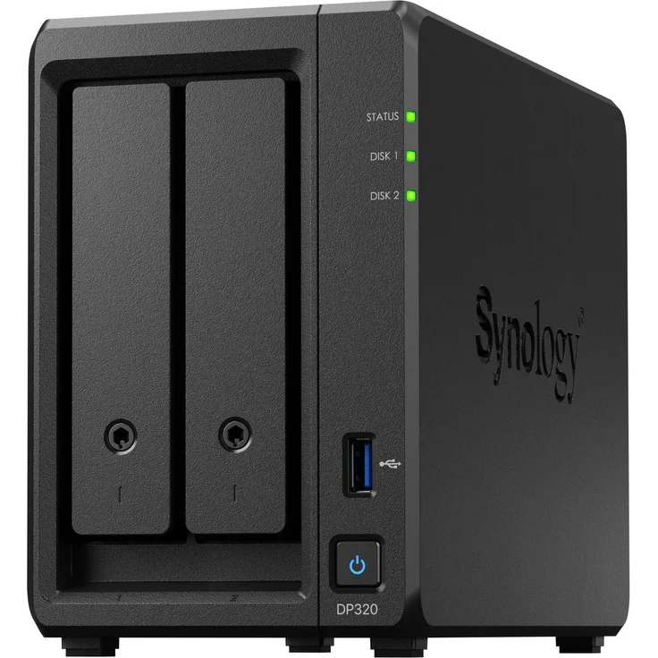 Synology DP320, NAS-Server mit 2 x 8 TB, AMD Ryzen R1600, RAID 1, Schwarz – Bild 1