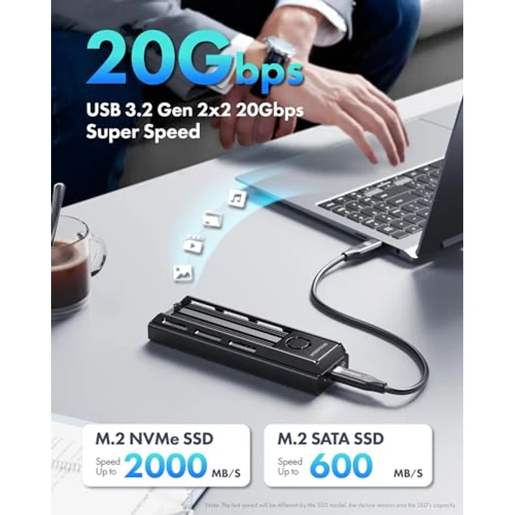 Graugear externe Docking M.2 NVMe/NGFF SSD mit Lüfter 20Gbit, SSD + Festplatte Zubehör – Bild 2