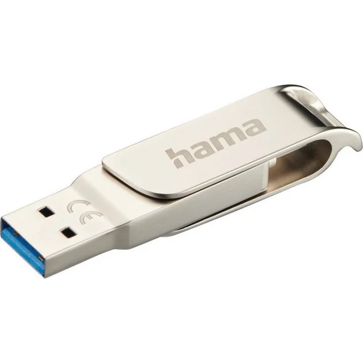 Hama C-Rotate Pro, USB-C 3.1/3.0 USB-Stick (USB 3.1, OTG) in edlem Silber