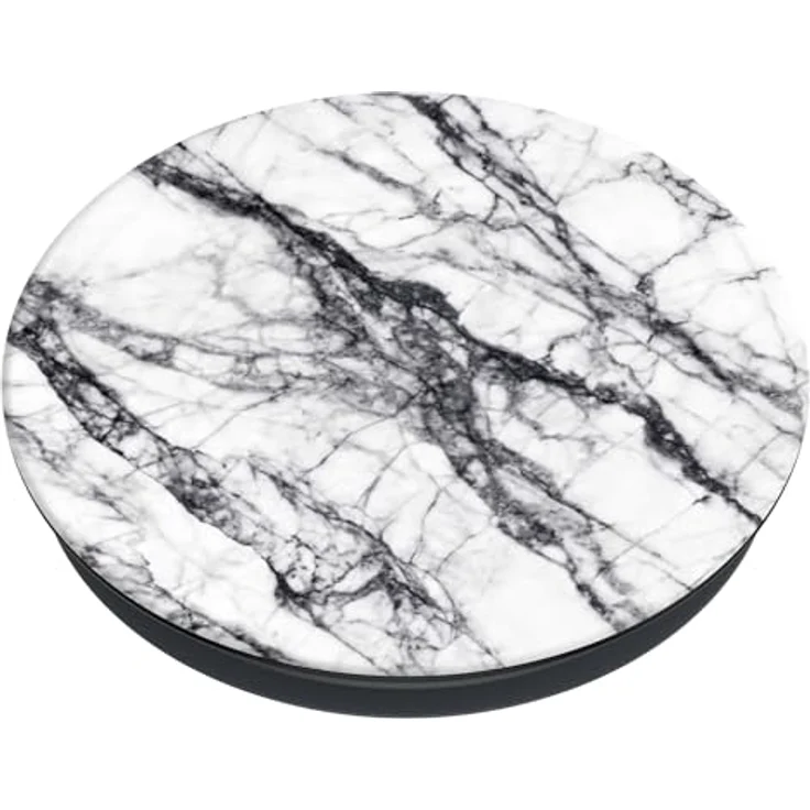PopSockets PopGrip Ausziehbarer Halterung und Griff für Smartphones und Tablets, Fingerhalter in Basic White Stone Marble mit kabelloser Ladefähigkeit und stabiler Halterung – Bild 2