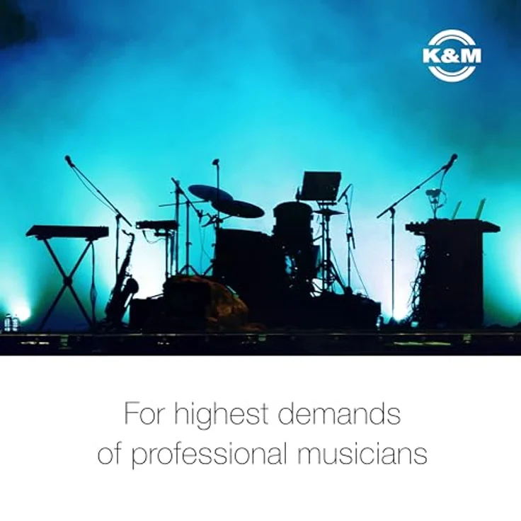 K&M 26722 Monitorstativ, höhenverstellbar, aus Stahl, Dreifuß, Ablage 28 x 32 cm, für Nahfeldmonitore bis 35 kg, schwarz – Bild 5