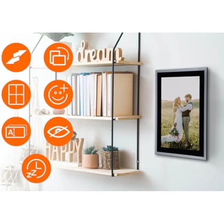 Rollei Smart Frame WiFi 102 Silver – 10,1 Zoll Touch - WiFi - Bilderrahmen mit Frameo-App für schnelles und einfaches teilen von Fotos oder Videos | IPS-Panel, viele Funktionen, microSD-Slot (Silver) – Bild 5