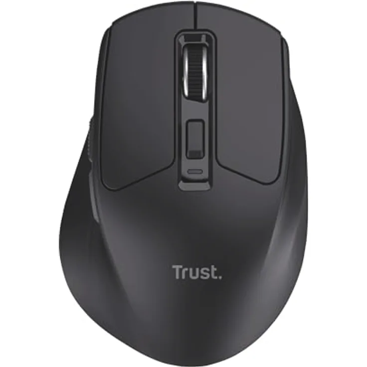 Trust Niven Kabellose Maus, Bluetooth + 2.4GHz, Leise Tasten, Ergonomisch, Wiederaufladbar, 800-3200 DPI, Schwarz, aus 50% Recyclingkunststoff