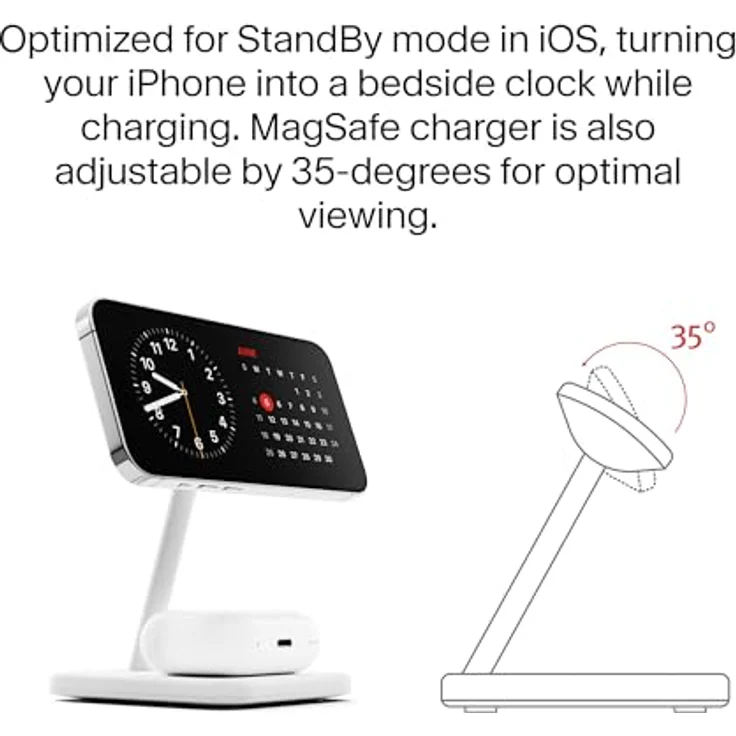 TwelveSouth HiRise 2 Deluxe (Qi2), 2-in-1 Wireless Charger mit 15W MagSafe, Weiss – Bild 4