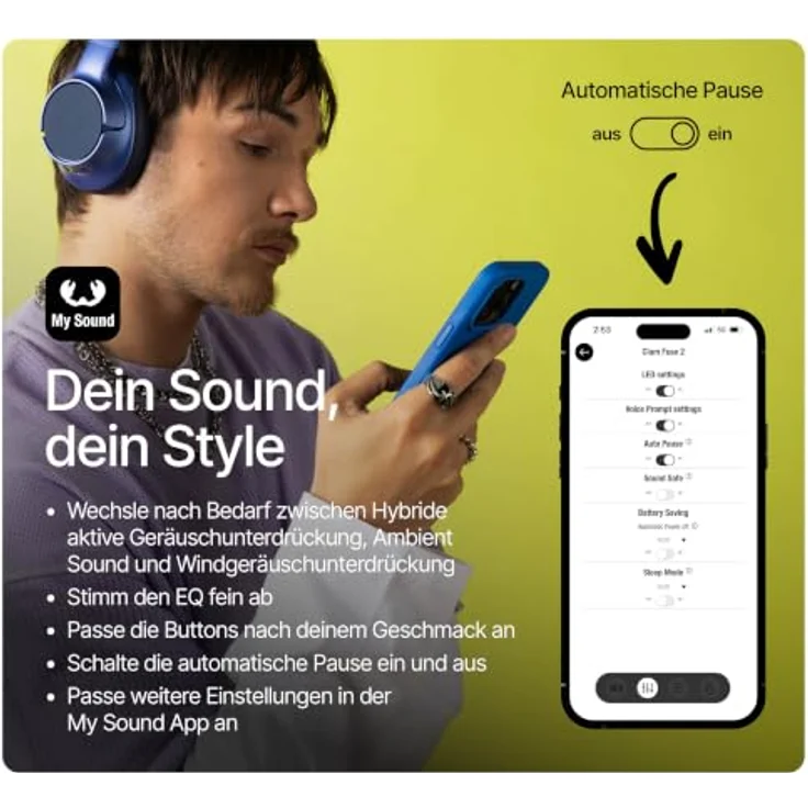 Fresh n Rebel Clam Fuse 2, Bluetooth Kopfhörer mit 50 h Laufzeit und USB-C, Blau – Bild 4