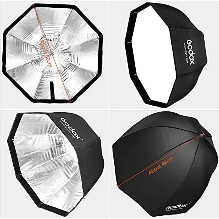 Godox Softbox 32 Zoll / 80cm Portable Achteckige Softbox Reflektor Schirm Softbox für Speedlite Studio Blitz Monolight Kamerablitz Blitzgerät Portrait mit Tragetasche (Softbox 80cm) – Bild 2