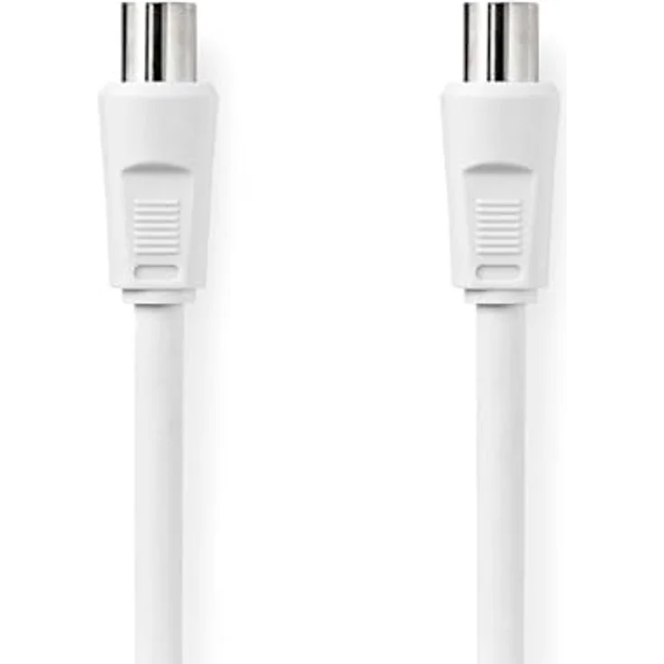 Nedis CSGL40000WT20 SAT-Kabel, Koaxialkabel mit IEC Stecker und Buchse, doppelt geschirmt für Fernseher-Anschluss, weiß – Bild 1