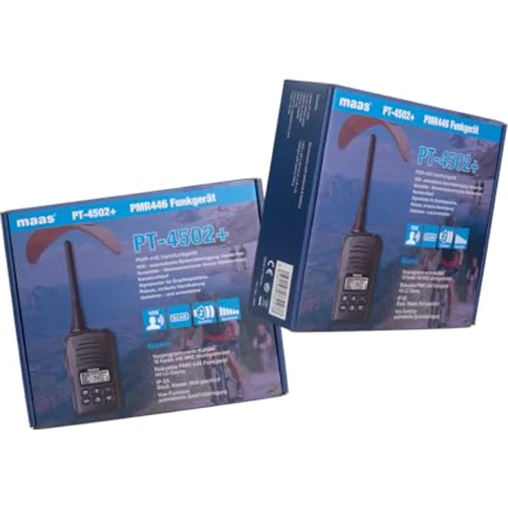 MAAS PT-4502 PMR-446 Handfunkgerät Wintec LP-4502+ mit SOS-Kanal, VOX-Funktion und robustem Design, leicht und spritzwassergeschützt – Bild 5