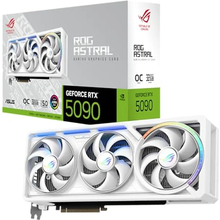 ASUS ROG Astral GeForce RTX 5090 White OC, Grafikkarte mit 32 GB GDDR7-Speicher, 8K UHD, aktive Kühlung – Bild 1