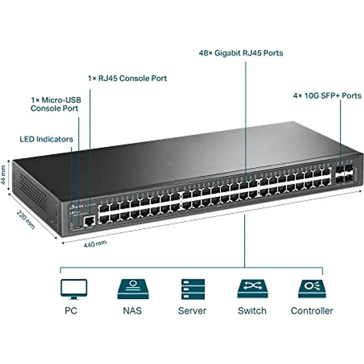 TP-Link TL-SG34XX (48 Ports), Netzwerk Switch, Schwarz - Blitzschneller 10G-Uplink und Layer 2+/3-lite Funktionen – Bild 3
