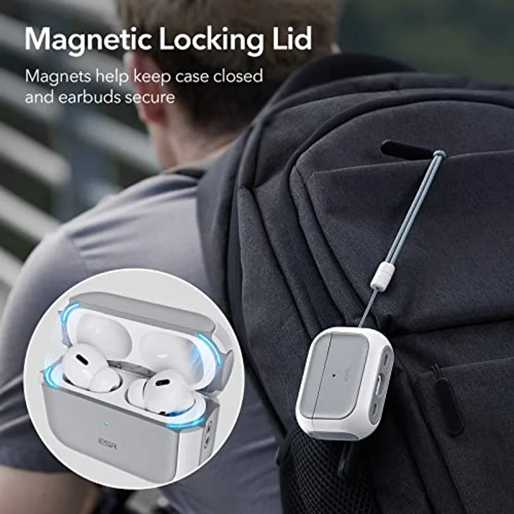 ESR Airpods Pro 2 Hülle mit HaloLock, Kompatibel mit MagSafe, Hybrid Sturzschutz, Weiß – Bild 4